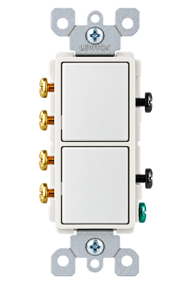 Apagador Dúplex Decora 3 Vías Balancín 15Amps 120/277Volts Blanco