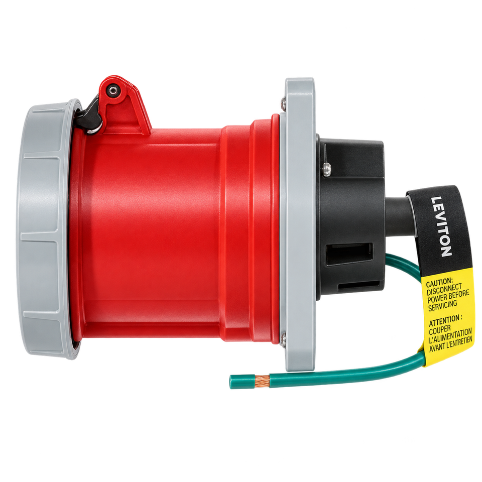 Receptáculo Pin & Sleeve Leviton 60 A, 480 V, 3P/4H, IP66/IP67/IP68/IP69K, Rojo