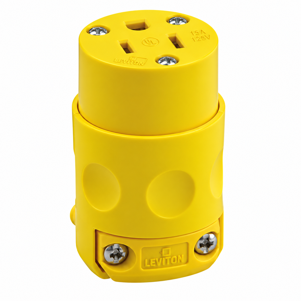 Conector De PVC 3 x 15Amps 125Volts Amarillo