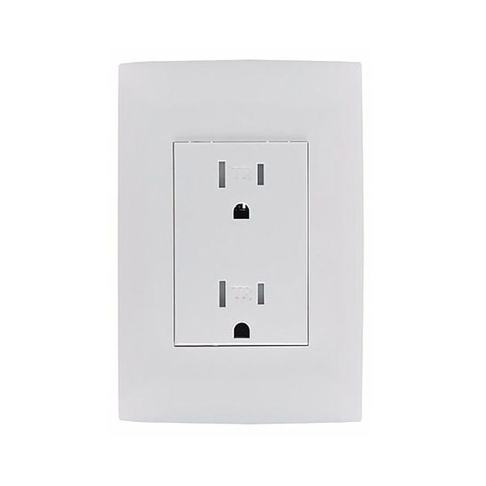 Tamper Resistant Receptáculo Dúplex Con Tierra 15Amps 125/250Volts Con Placa Blanco Cien
