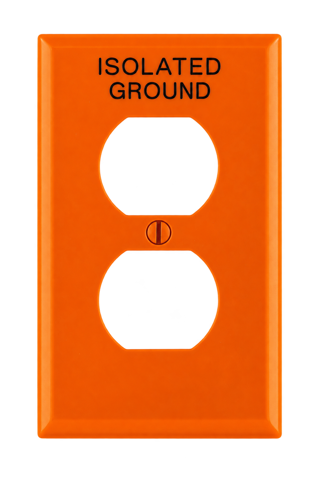 Placa Leviton de Nylon para Contacto Dúplex con Leyenda “Tierra Aislada”, Naranja