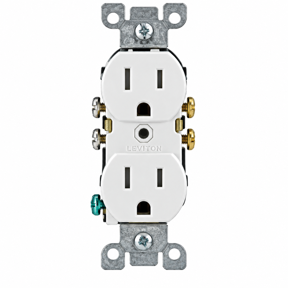 Contacto Dúplex Tamper Resistant 15Amps 125Volts 2 Polos 3 Hilos Blanco