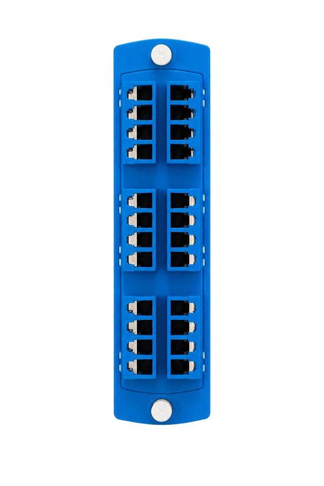 Placa Acopladora Leviton SDX OS1/OS2 Quad LC para 24 Fibras, Azul