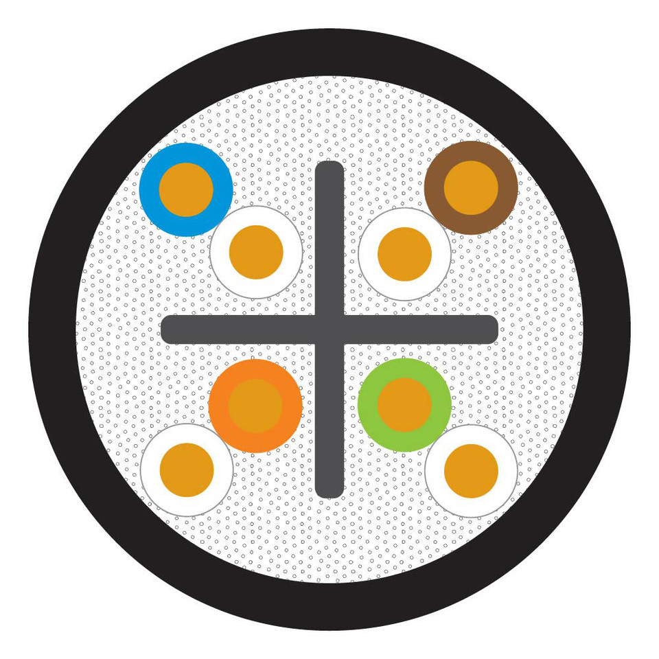 Cable UTP Cat 6A 4P-23AWG OSP Para Planta Externa Color Negro 305 Metros 1000 Pies