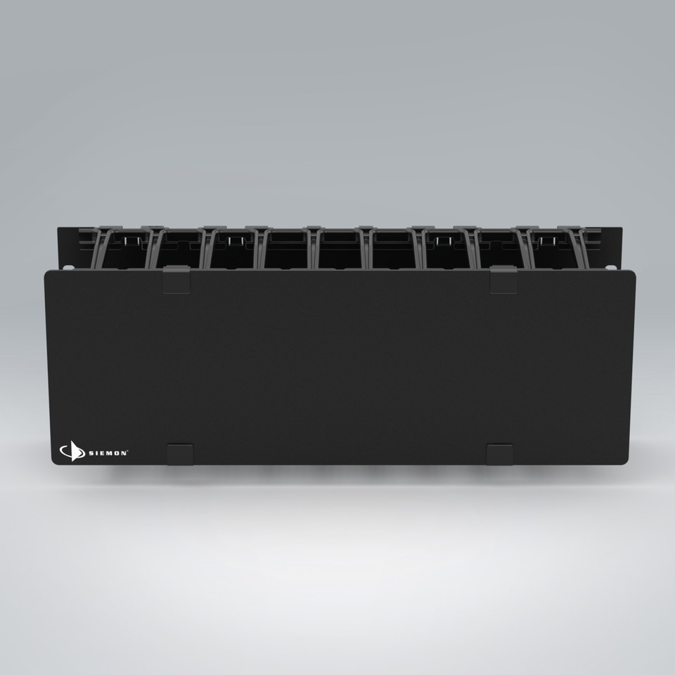 Organizador Horizontal de Cables 4U Lado Simple con Cubierta Color Negro