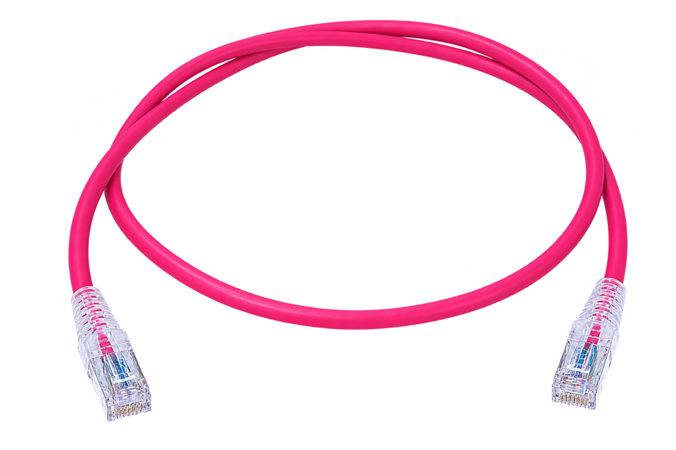 Patch Cord Cat 6 UTP 3 Pies Rojo Bota Transparente CM LSOH Granel