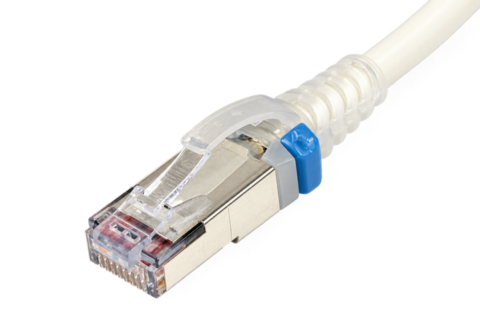 Patch Cord Cat 6 UTP 15 Pies Blanco 28 AWG Bota Transparente CM LSOH1