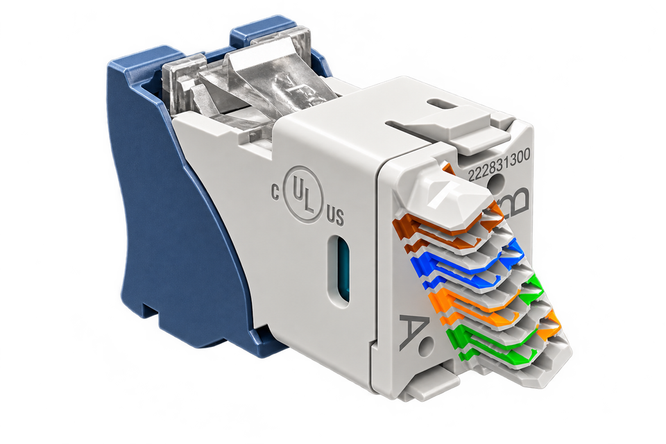 Jack Ultramax Cat 5e Montaje Híbrido Plano/Angulado Azul