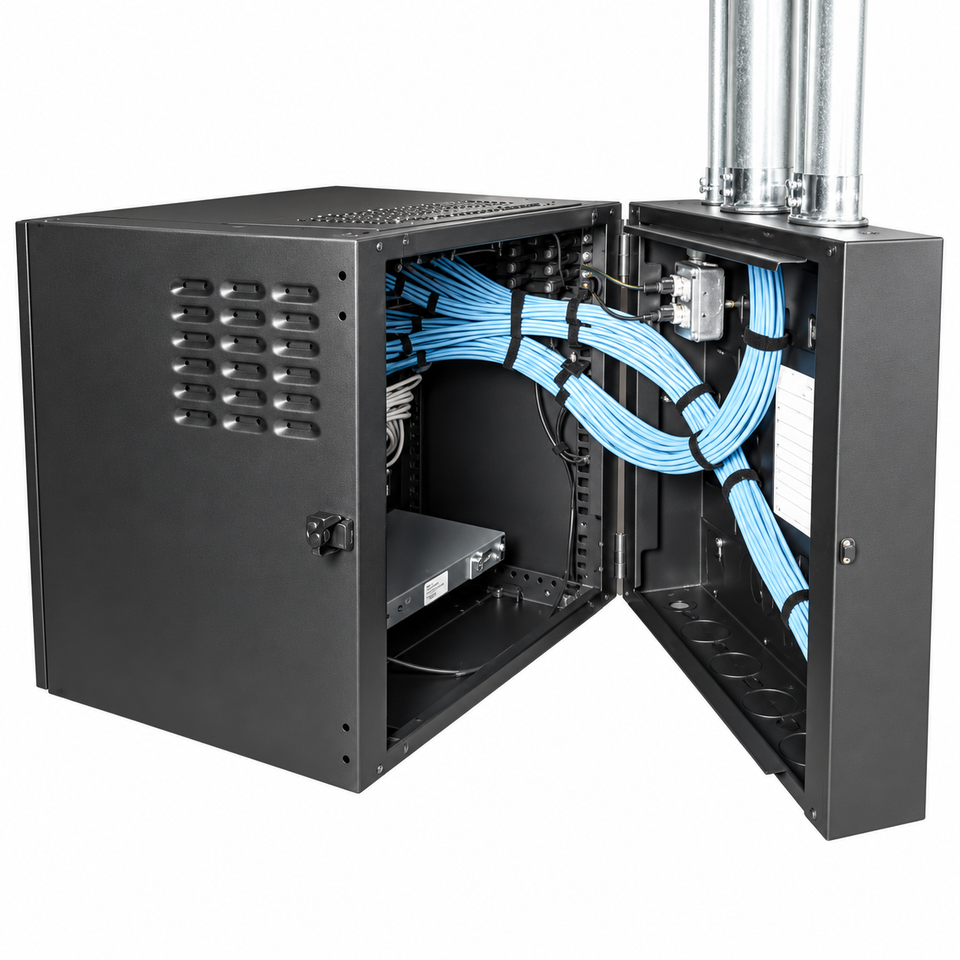 Gabinete de Montaje en Pared 737 mm Ancho x 762 mm Fondo con Paneles Laterales y Puerta Frontal Perforada Negra 18U