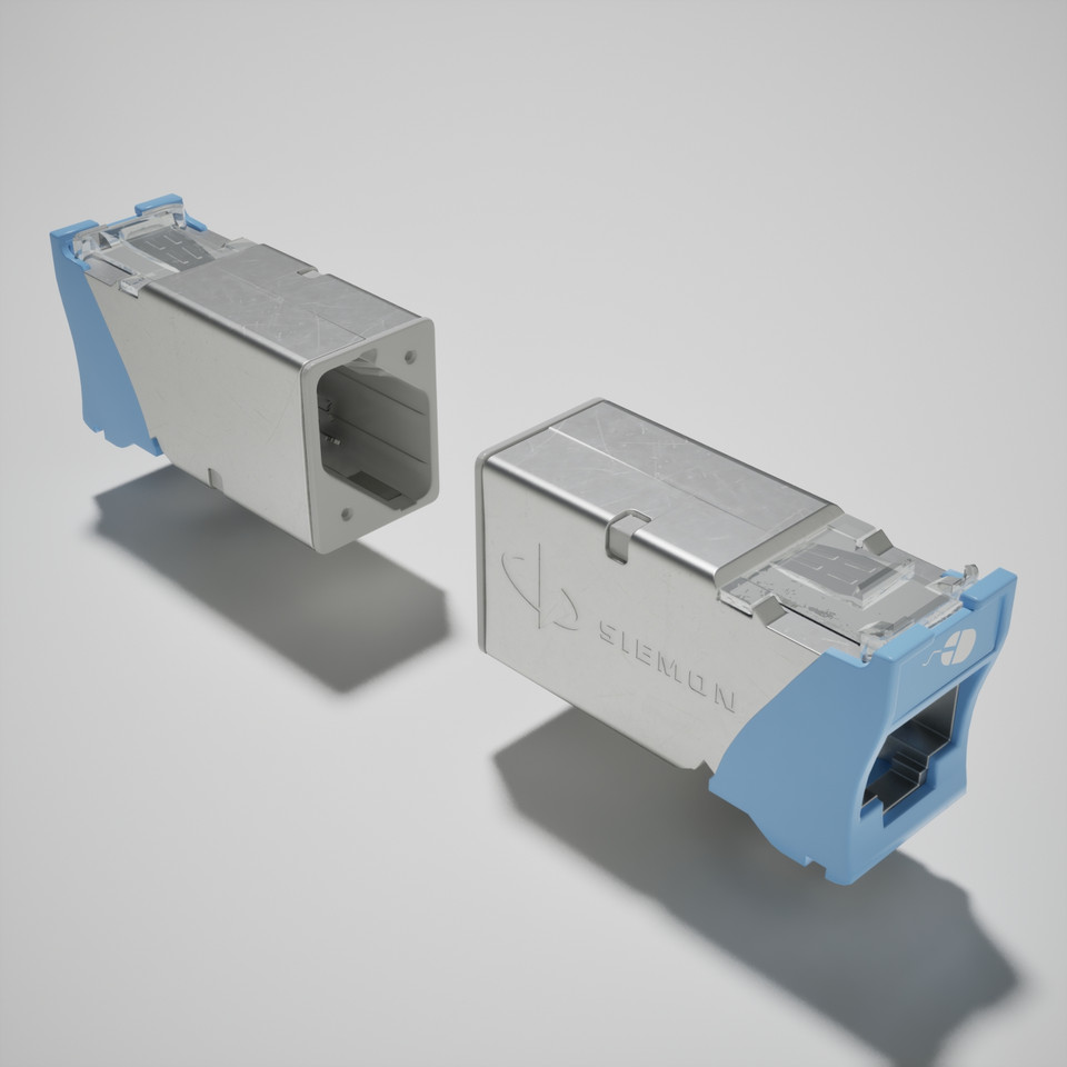 Módulo Híbrido Z-MAX Categoría 6A Blindado Azul (para Panel)