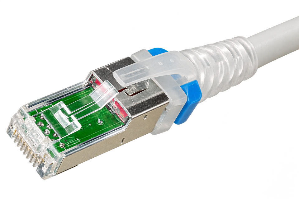 Patch Cord Z-MAX Cat 6A S/FTP T568A/B 10 Pies Amarillo Bota Transparente CM LSOH1 Granel