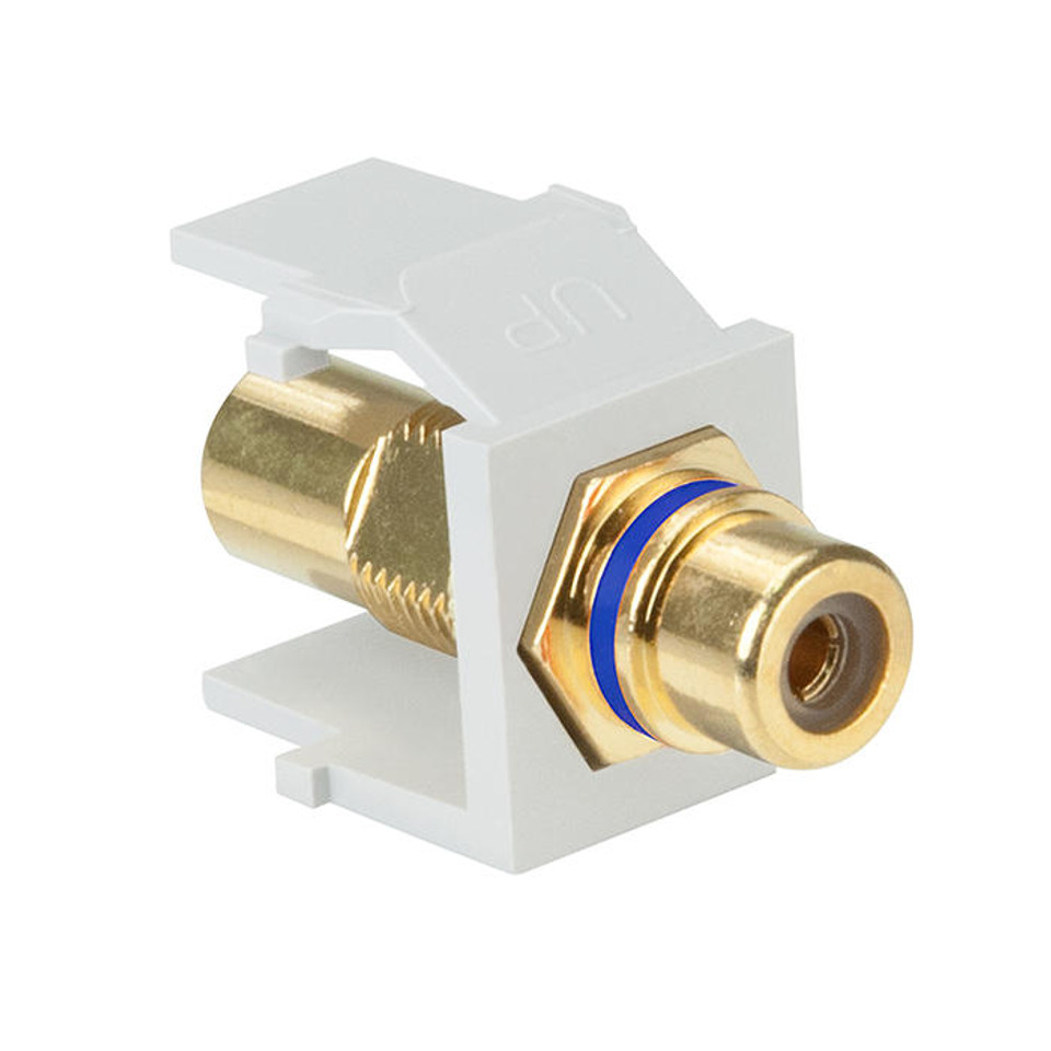 CONECTOR QUICKPORT DE AUDIO/VIDEO, RCA, ALIMENTACION DIRECTA CON RAYA AZUL, BLANCO