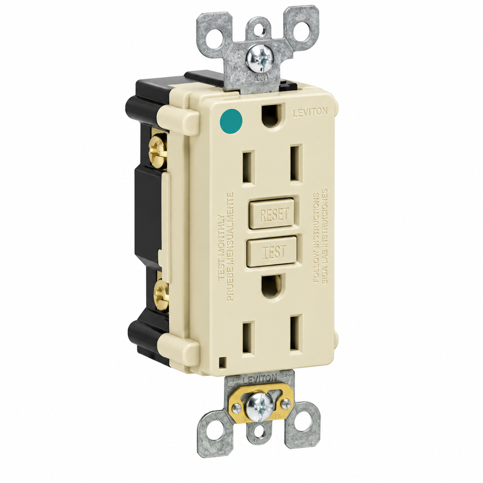 Contacto con Protección a Fallo a Tierra Color Marfil 15A 125V