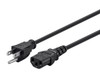 Power Cord - NEMA 5-15P to IEC 60320 C13, 18AWG, 10A/1250W, 125V, 3-Prong, 3ft, Black
