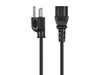 Power Cord - NEMA 5-15P to IEC 60320 C13, 18AWG, 10A/1250W, 125V, 3-Prong, 3ft, Black