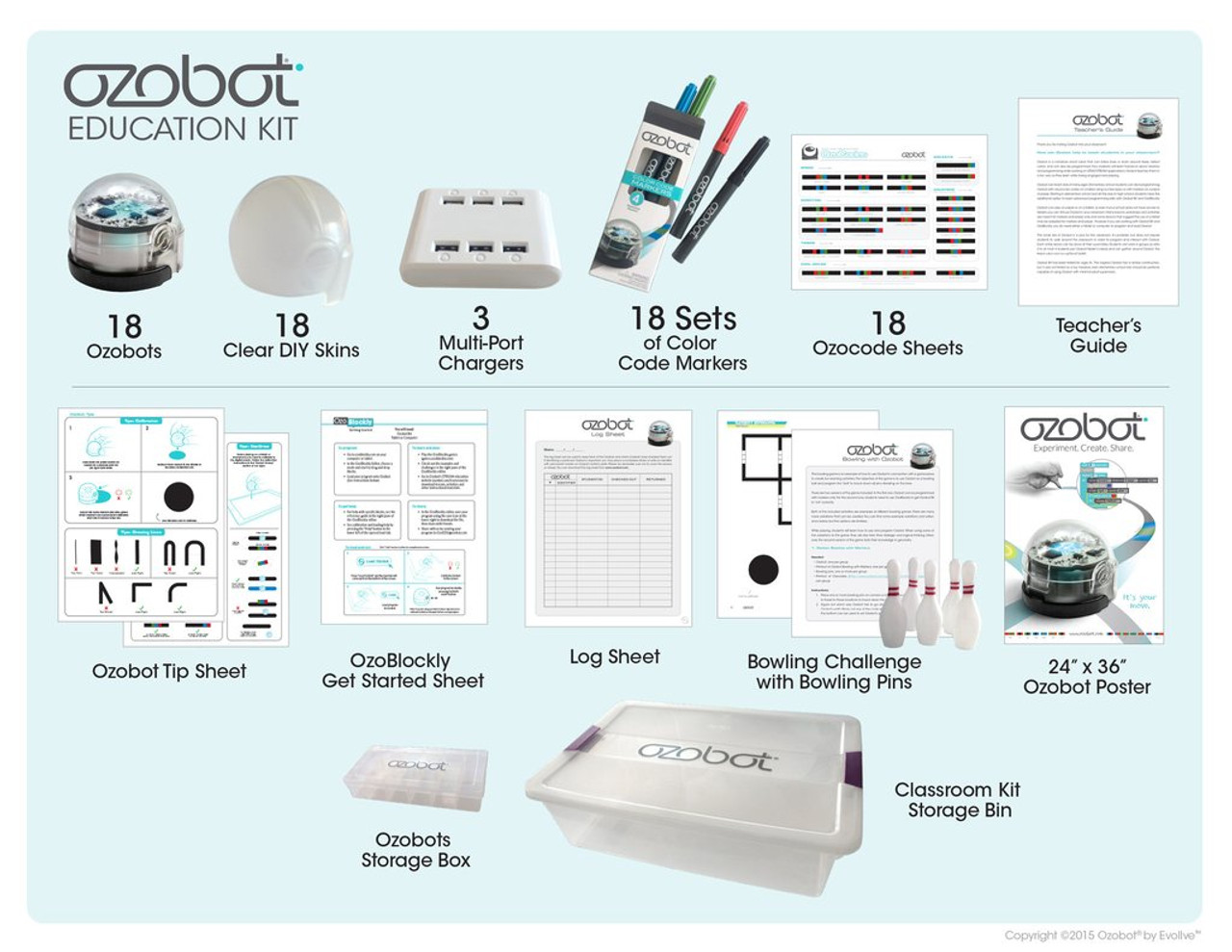 Ozobot Evo Classroom Kit 18 pcs White