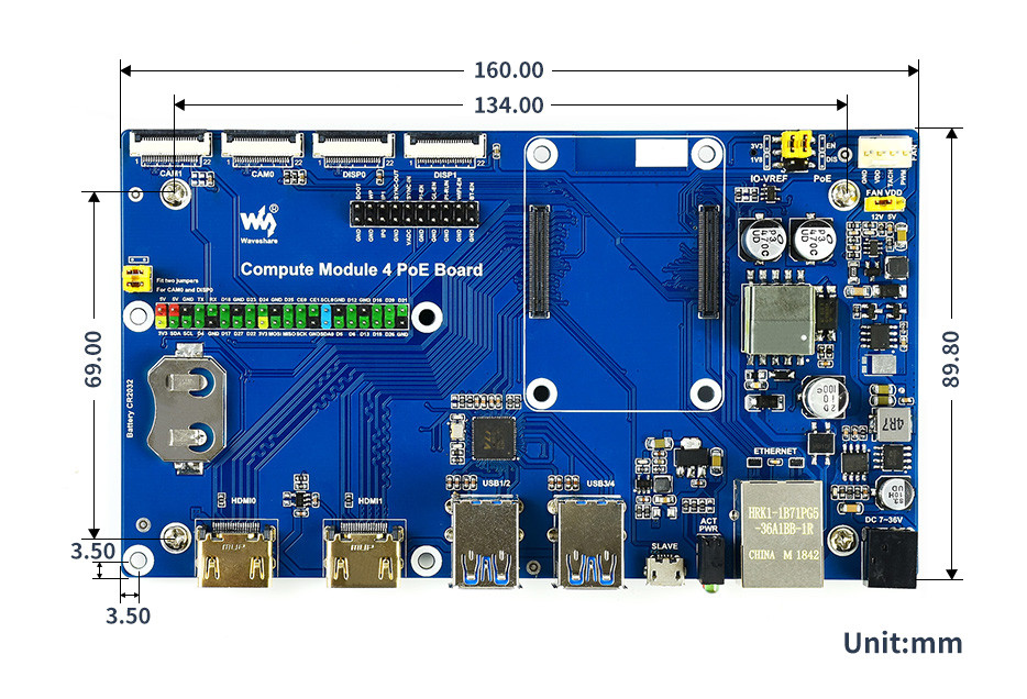 Raspberry Pi Compute Module 4 IO Board With PoE Feature, for all
