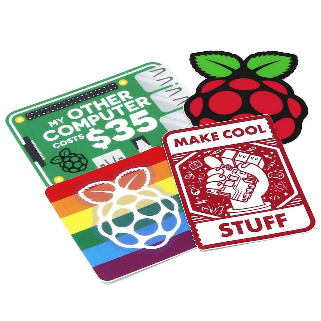 Raspberry Pi Sticker Pack - 4 Pieces - PiShop.ca