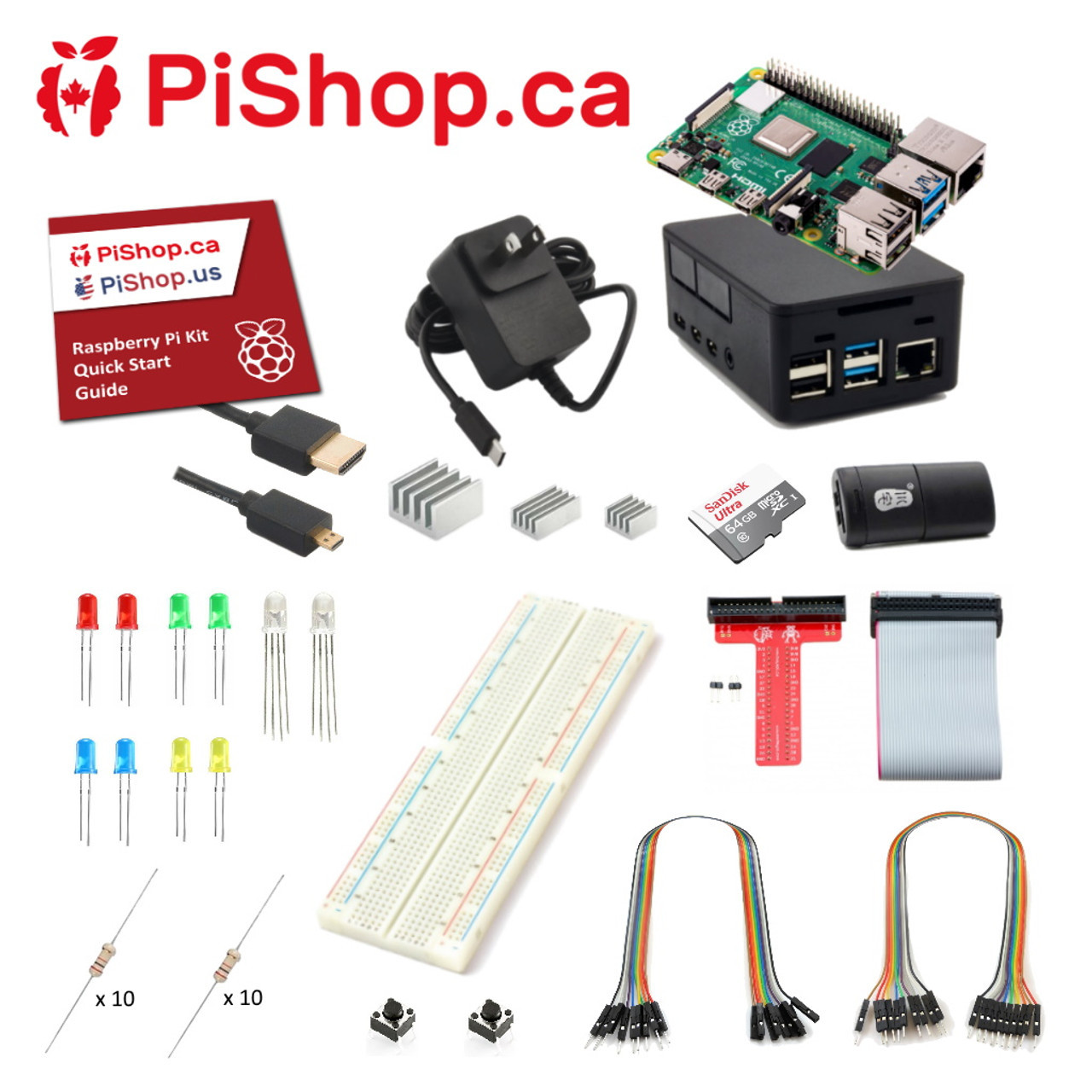 Raspberry Pi 4B Ultimate Kit - 64GB SD Card - PiShop.ca