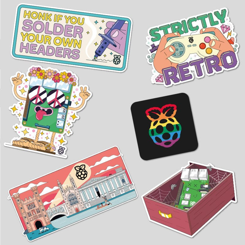 Raspberry Pi Sticker Pack #3 - 6 Pieces - PiShop.ca