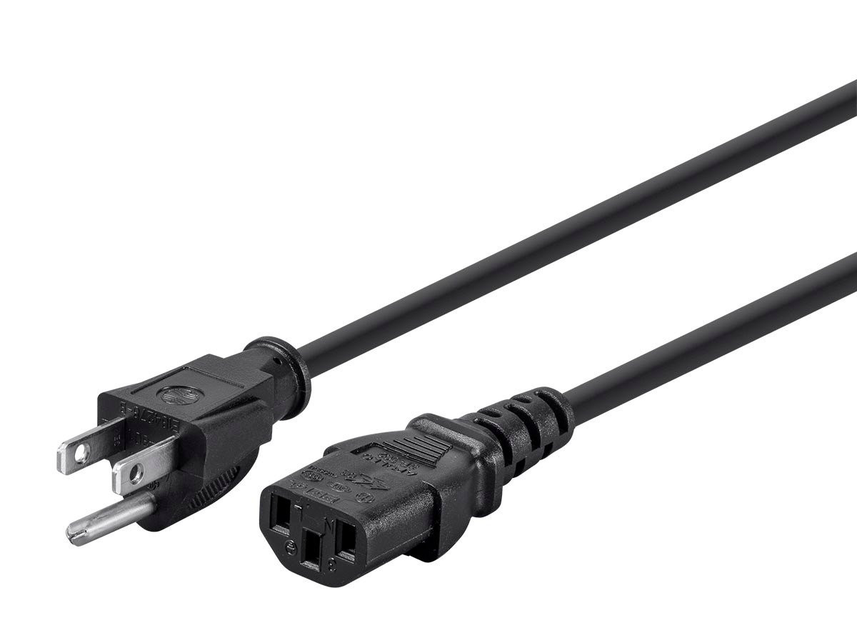 3ft (1m) Heavy Duty Power Cord, NEMA 5-15P to C19 AC Power Cord, 15A 125V