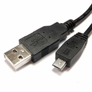 PiShop USB A to Micro USB B 1m black cable for power and data transfer.