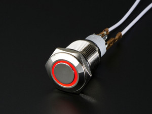 Rugged Metal On/Off Switch with Blue LED Ring - 16mm Blue On/Off