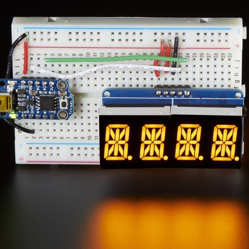 Quad Alphanumeric Display - Yellow 0.54" Digits w/ I2C Backpack Quad Alphanumeric Display - Yellow 0.54" Digits w/ I2C Backpack