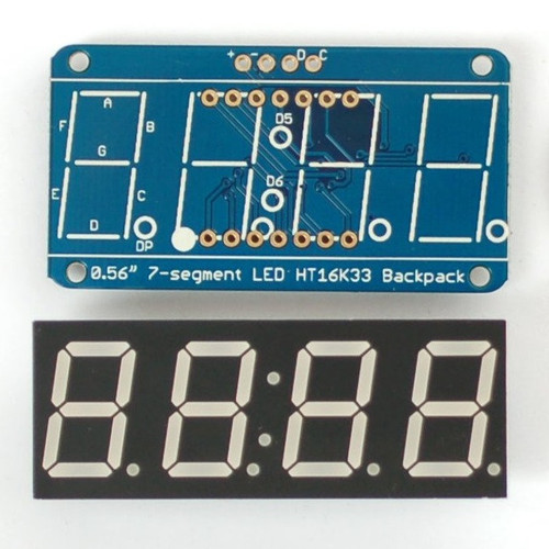 Adafruit 0.56" 4-Digit 7-Segment Display w/I2C Backpack - Red Adafruit 0.56" 4-Digit 7-Segment Display w/I2C Backpack - Red
