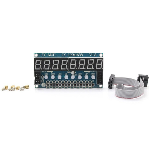 8-Digit 7-Segment Numeric Display (Red) + 8 Push-button Keys + 8 Dual-Color LED Module 8-Digit 7-Segment Numeric Display (Red) + 8 Push-button Keys + 8 Dual-Color LED Module