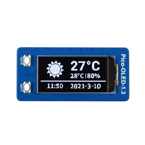 Waveshare 19376 - 1.3inch OLED Display Module For Raspberry Pi Pico - Pico-OLED-1.3 - Top view Waveshare 19376 - 1.3inch OLED Display Module For Raspberry Pi Pico - Pico-OLED-1.3 - Top view
