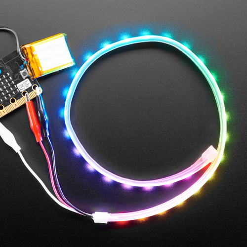 Adafruit NeoPixel LED Strip w/ Alligator Clips - 60 LED/m - 0.5 Meter Long - Black Flex Adafruit NeoPixel LED Strip w/ Alligator Clips - 60 LED/m - 0.5 Meter Long - Black Flex