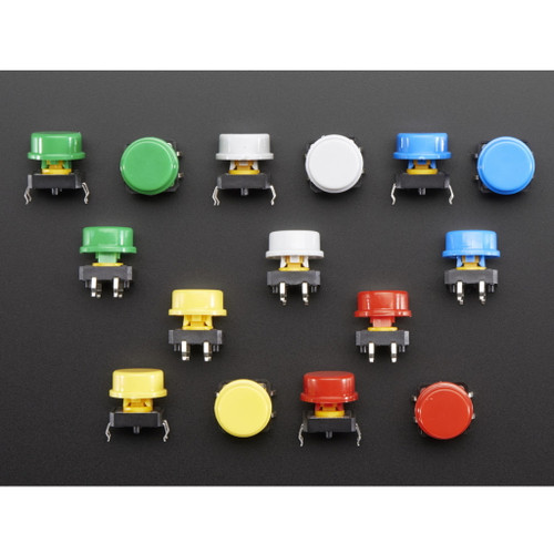 Colorful Round Tactile Button Switch Assortment - 15 pack - PiShop.ca