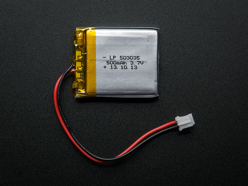 Lithium Ion Polymer Battery - 3.7v 500mAh Lithium Ion Polymer Battery - 3.7v 500mAh