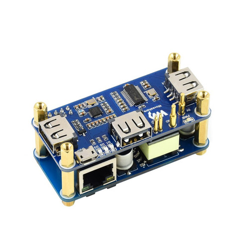 PoE Ethernet / USB HUB HAT for Raspberry Pi Zero, 1x RJ45, 3x USB PoE Ethernet / USB HUB HAT for Raspberry Pi Zero, 1x RJ45, 3x USB