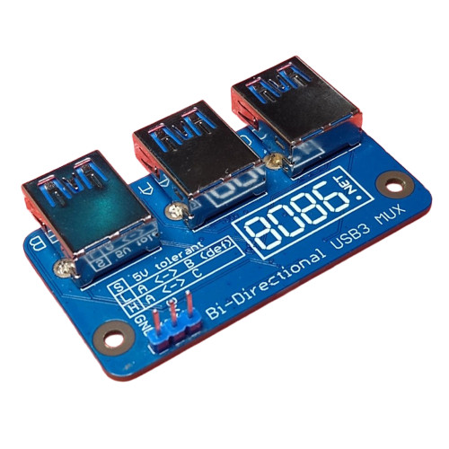 Bidirectional USB 3 Multiplexer board with Type-A ports and 40-pin header for Raspberry Pi Bidirectional USB 3 Multiplexer board with Type-A ports and 40-pin header for Raspberry Pi