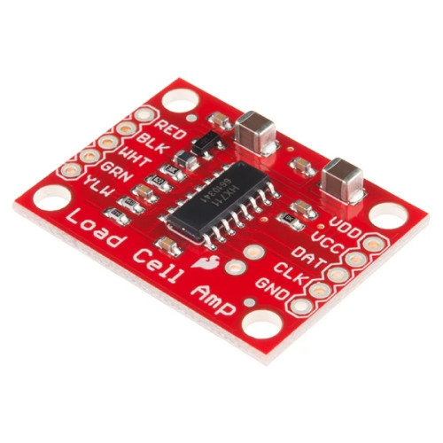 SparkFun Load Cell Amplifier HX711 breakout board with analog/digital power separation for precise weight measurements.
SparkFun Load Cell Amplifier HX711 breakout board with analog/digital power separation for precise weight measurements.