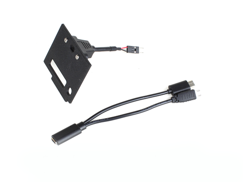 SmartiPi Touch Pro 3 Display Power Kit components: panel, micro-USB cable, USB-C splitter SmartiPi Touch Pro 3 Display Power Kit components: panel, micro-USB cable, USB-C splitter