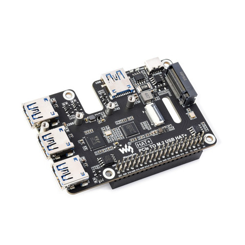 Waveshare 31436 - PCIe TO M.2 USB HAT+ adds a M.2 slot for SSD and 4 USB ports. Waveshare 31436 - PCIe TO M.2 USB HAT+ adds a M.2 slot for SSD and 4 USB ports.