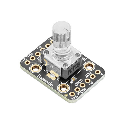 Adafruit NeoPot 6387 clear shaft potentiometer with RGB NeoPixel mounted on PCB. Adafruit NeoPot 6387 clear shaft potentiometer with RGB NeoPixel mounted on PCB.
