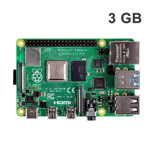 Raspberry Pi 4 Model B 3GB SC2337 - Raspberry Pi 4 Model B 3GB board with USB 3.0, dual micro HDMI, and quad-core processor for high-performance computing and DIY projects.