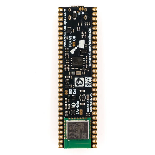 Rear side of Pimoroni Pico LiPo 2 XL W board showing WiFi module and components.