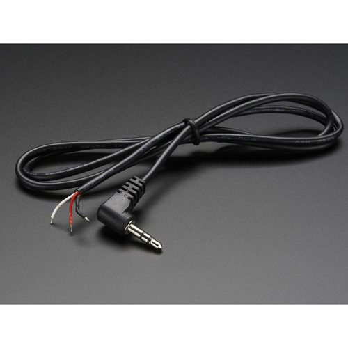 Right-Angle 3.5mm Stereo Plug to Pigtail Cable Right-Angle 3.5mm Stereo Plug to Pigtail Cable