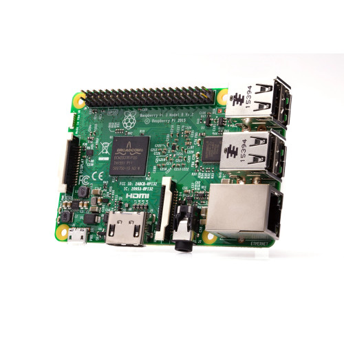 Raspberry Pi 3 Model B board with quad-core CPU, USB ports, and Ethernet. Raspberry Pi 3 Model B board with quad-core CPU, USB ports, and Ethernet.