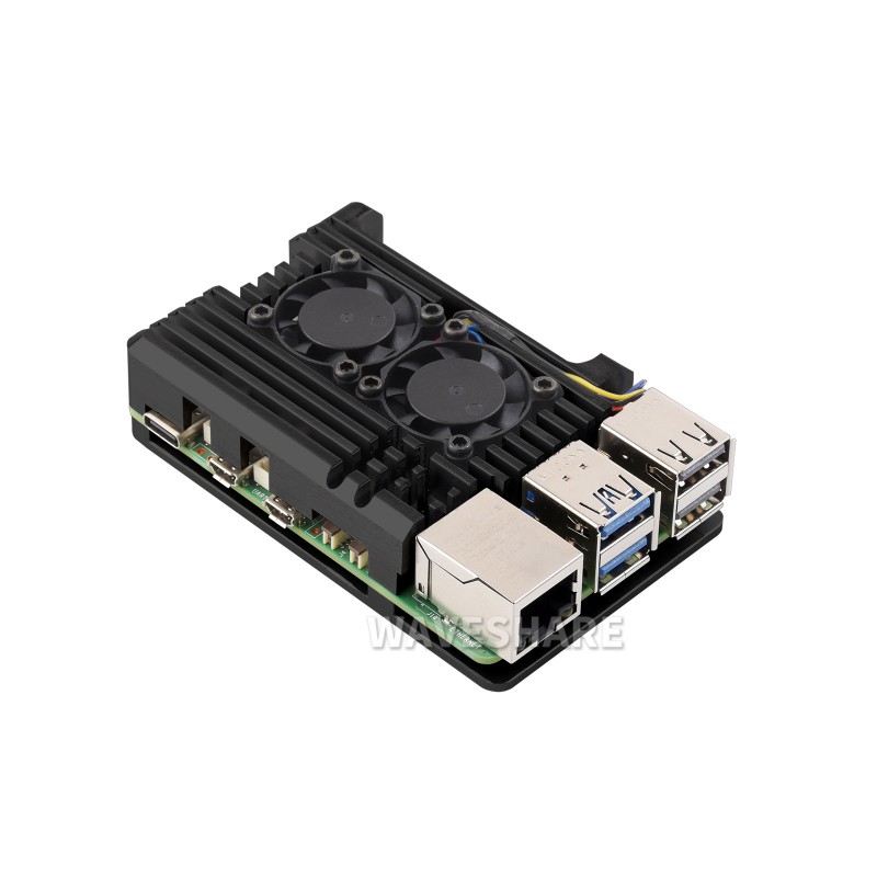 Aluminium Alloy Case for Raspberry Pi 5, Dual Fan - PiShop.ca