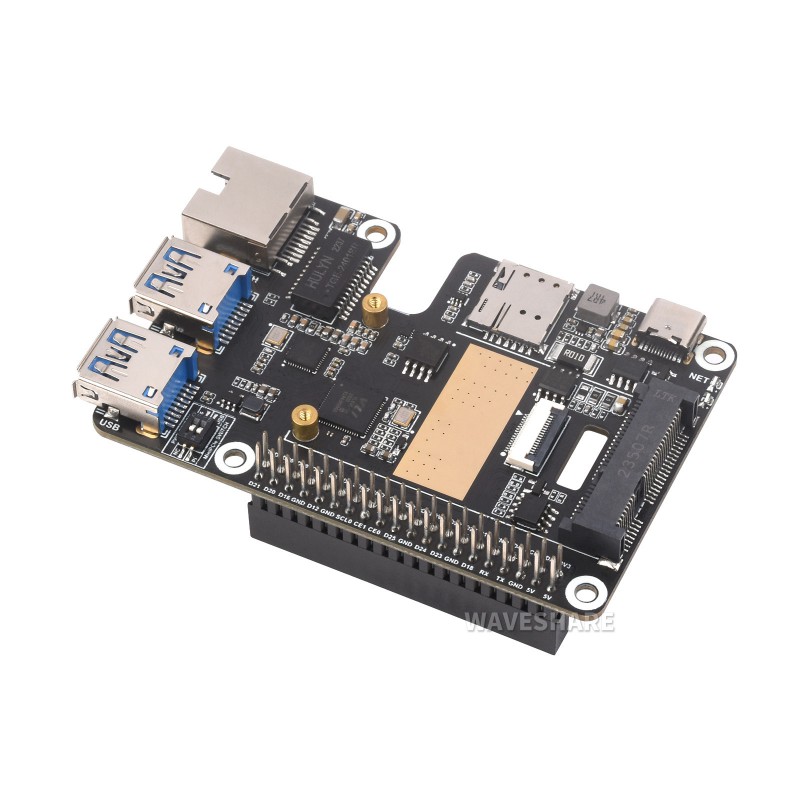 PCIe to MiniPCIe / Gigabit Ethernet / USB 3.2 Gen1 HAT for
