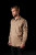 FXD tailored-fit, long sleve, button front collared Workshirt with dual button top chest pockets in Khaki, made of 360 degree  stretch cotton twill fabric (male model 3/4 side view)