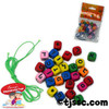 Hebrew Aleph Bet (Hebrew Alphabet) Colorful Wood Beads and Cord