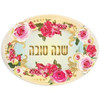 Oval Shana Tova Stickers with Flowers