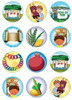 Sukkot & Simchat Torah Symbols Stickers